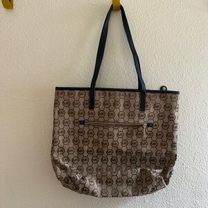 Michael Kors Tan and Black Logo Tote